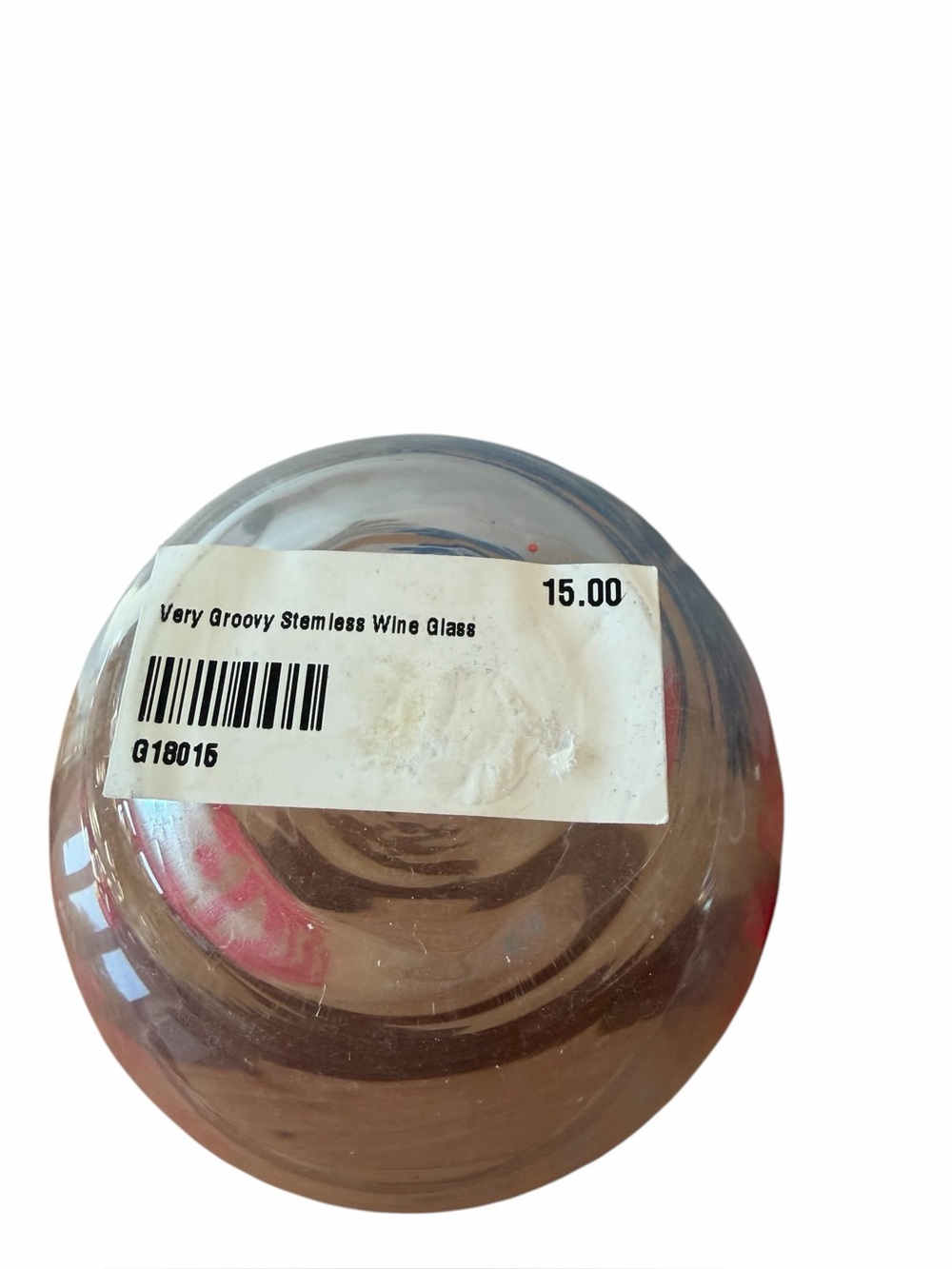 Very Groovy Stemless Glass Tumblers with Red and Blue Floral Design - Picture 2 of 2